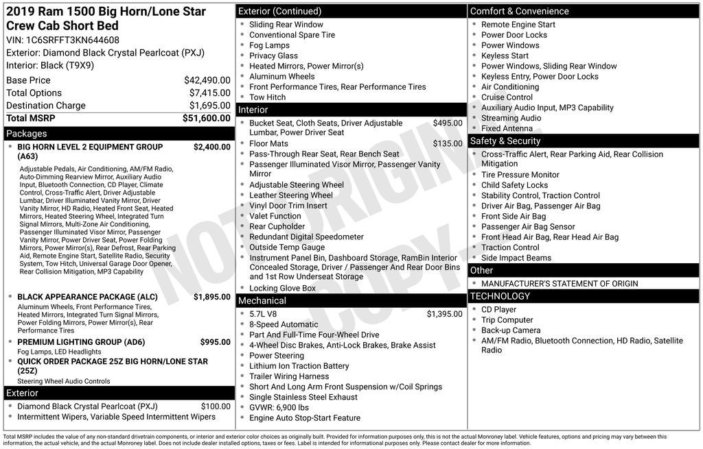 2019 RAM 1500 Big Horn/Lone Star