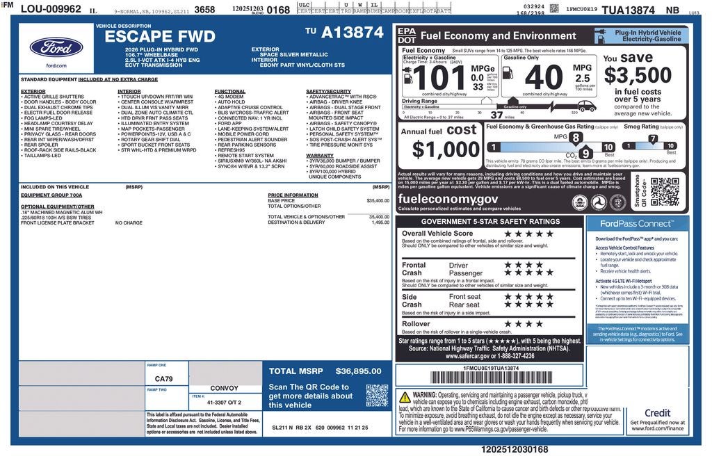 2026 Ford Escape Plug-In Hybrid Base