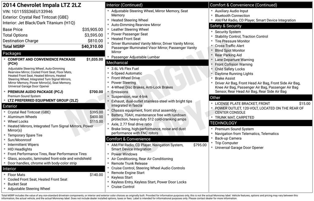 2014 Chevrolet Impala LTZ 2LZ