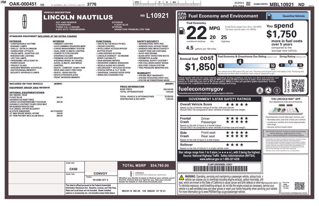 2021 Lincoln Nautilus Reserve