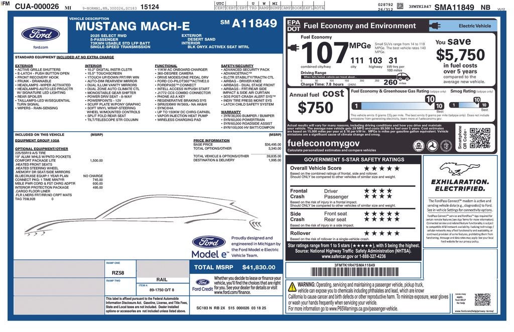 2025 Ford Mustang Mach-E Select
