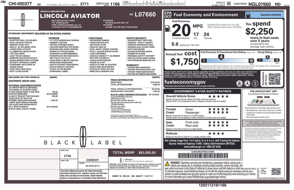 2022 Lincoln Aviator Black Label