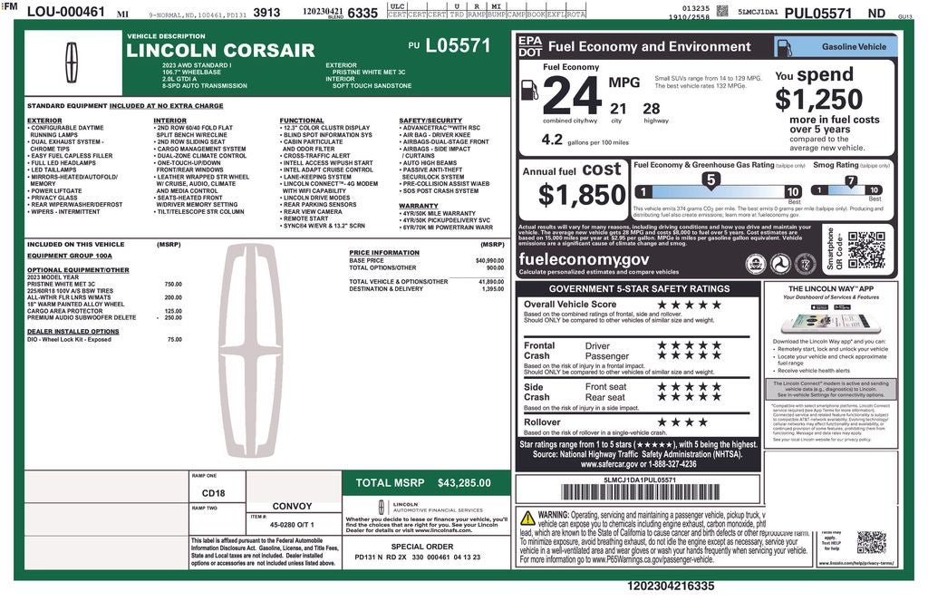 2023 Lincoln Corsair Standard