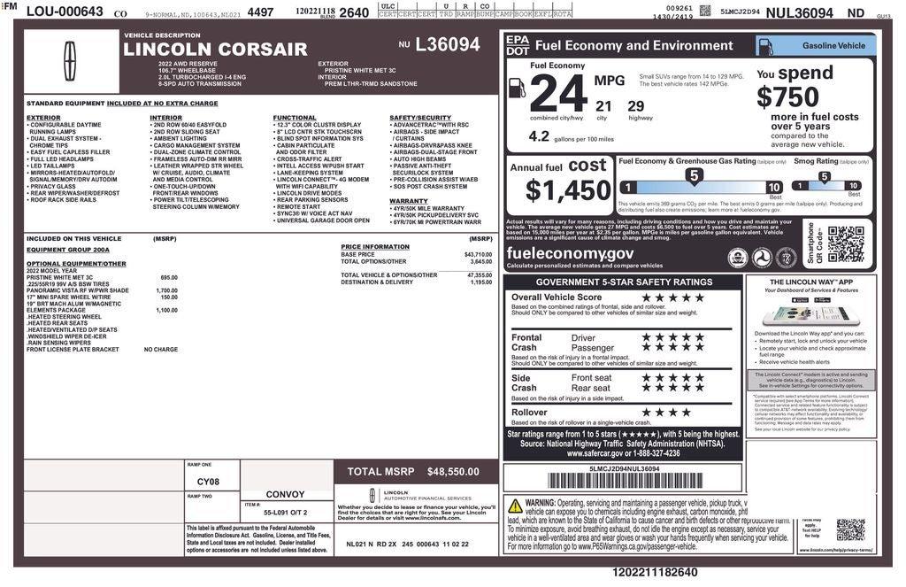 2022 Lincoln Corsair Reserve