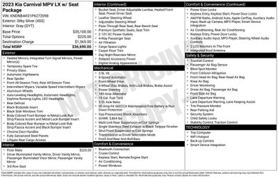 2023 Kia Carnival LX Seat Package