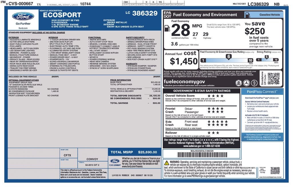 2020 Ford EcoSport SE