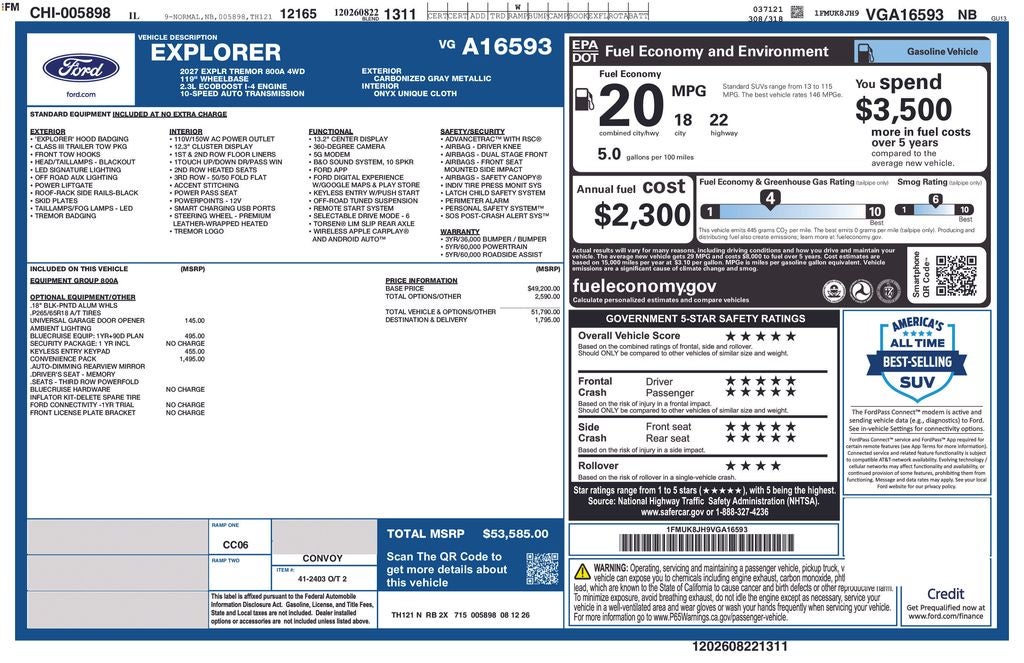2027 Ford Explorer 4DR AWD TREMOR