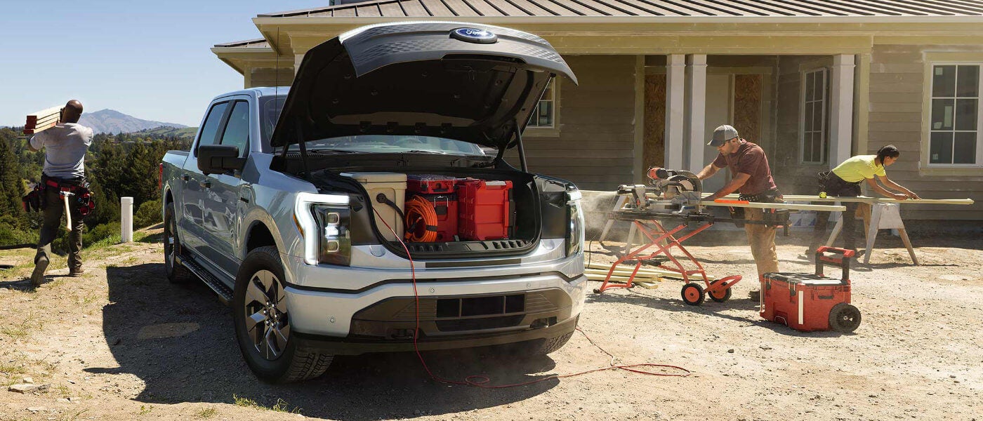 2024 Ford F-150 Lightning powering equipment at construction site