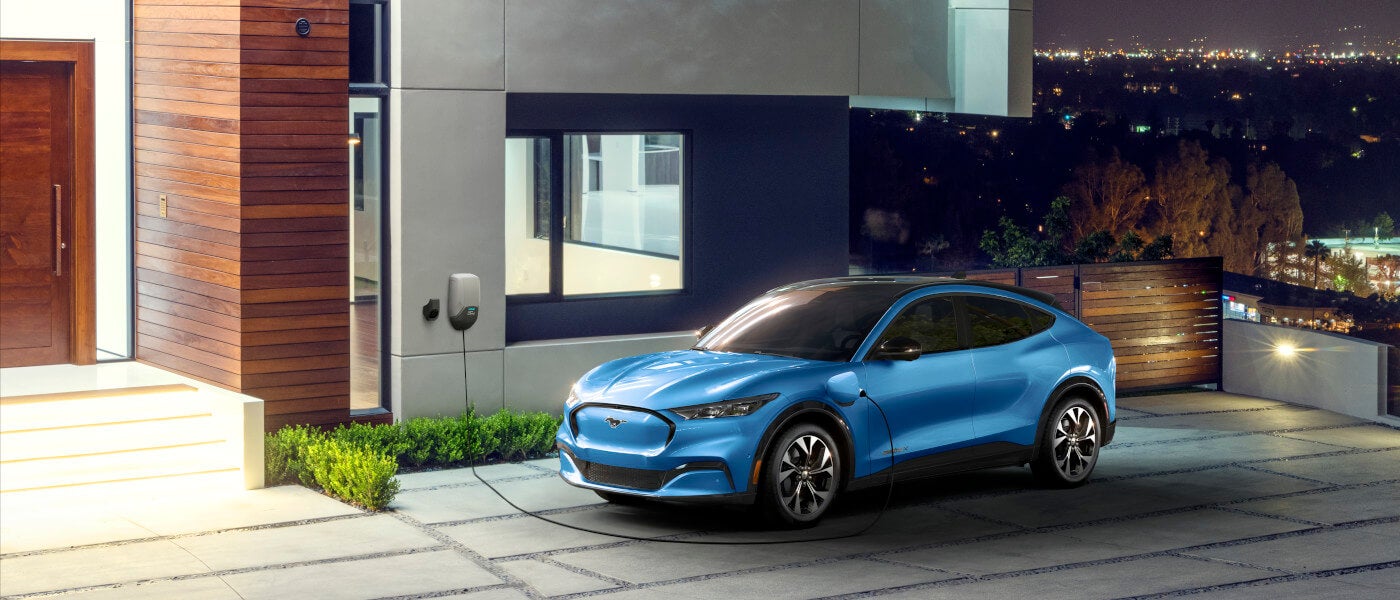 2024 Ford Mustang Mach-E charging at a home