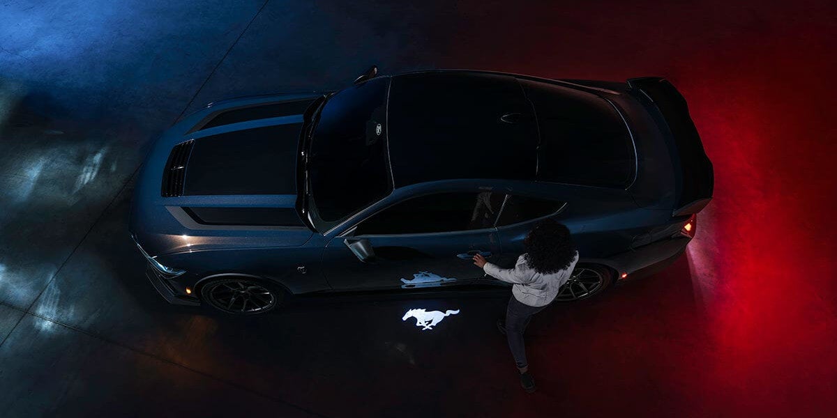 2025 Ford Mustang from above with logo