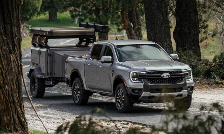 2025 Ford Ranger towing in a forest
