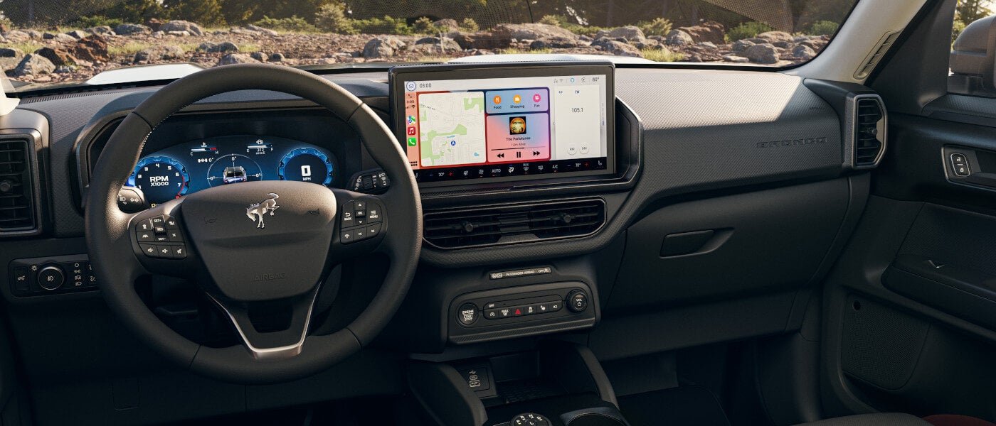 2026 Ford Bronco Sport interior infotainment system and steering wheel