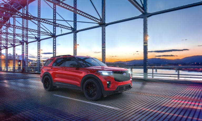 2026 Ford Explorer driving on a bridge