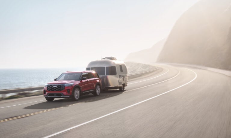 2026 Ford Explorer towing a camper