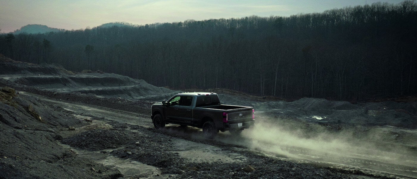2027 Ford Super Duty driving in a construction zone