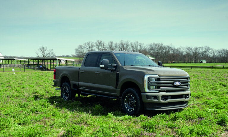 2027 Ford Super Duty parked in a green field
