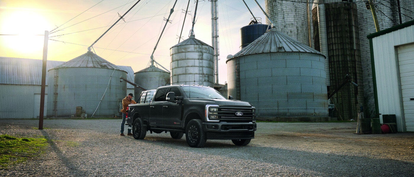2027 Ford Super Duty with cargo loaded in the bed